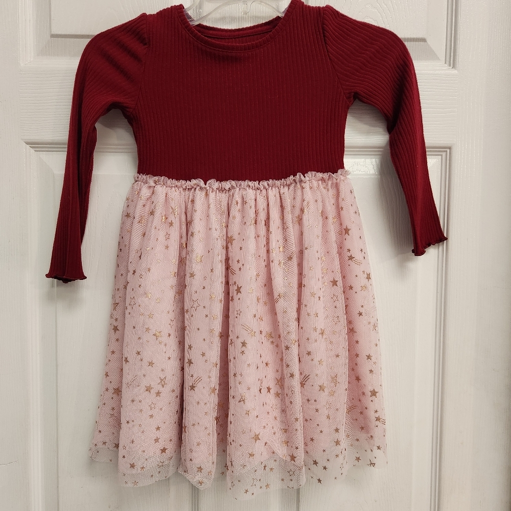 Red and Pink Kids Dress With Stars